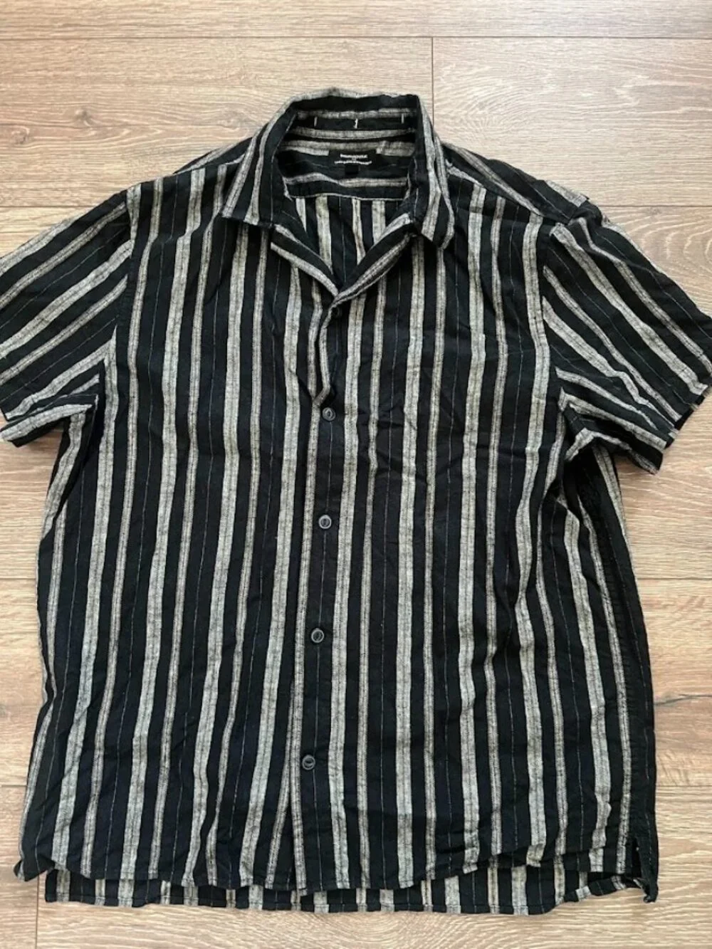 Banana Republic Linen Blend Striped Short Sleeve Shirt Size Large